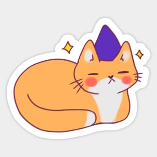 Orange wizard cat Sticker
